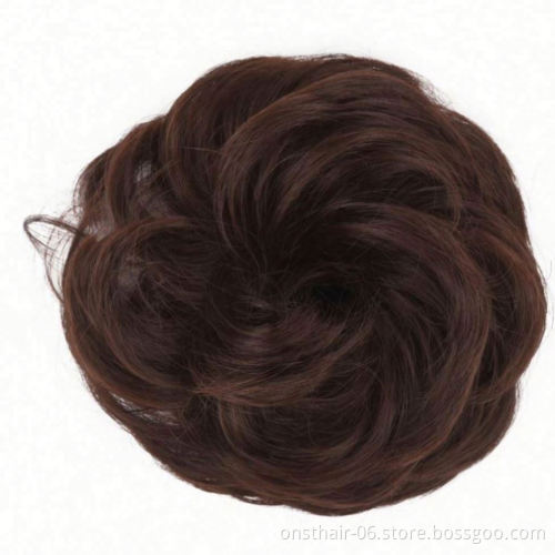 MYZYR Synthetic Curly Elastic Rubber Band Chignon Messy Bun Donut Hairpieces for Women and Kids Wrap On Ponytail Hair Extensions